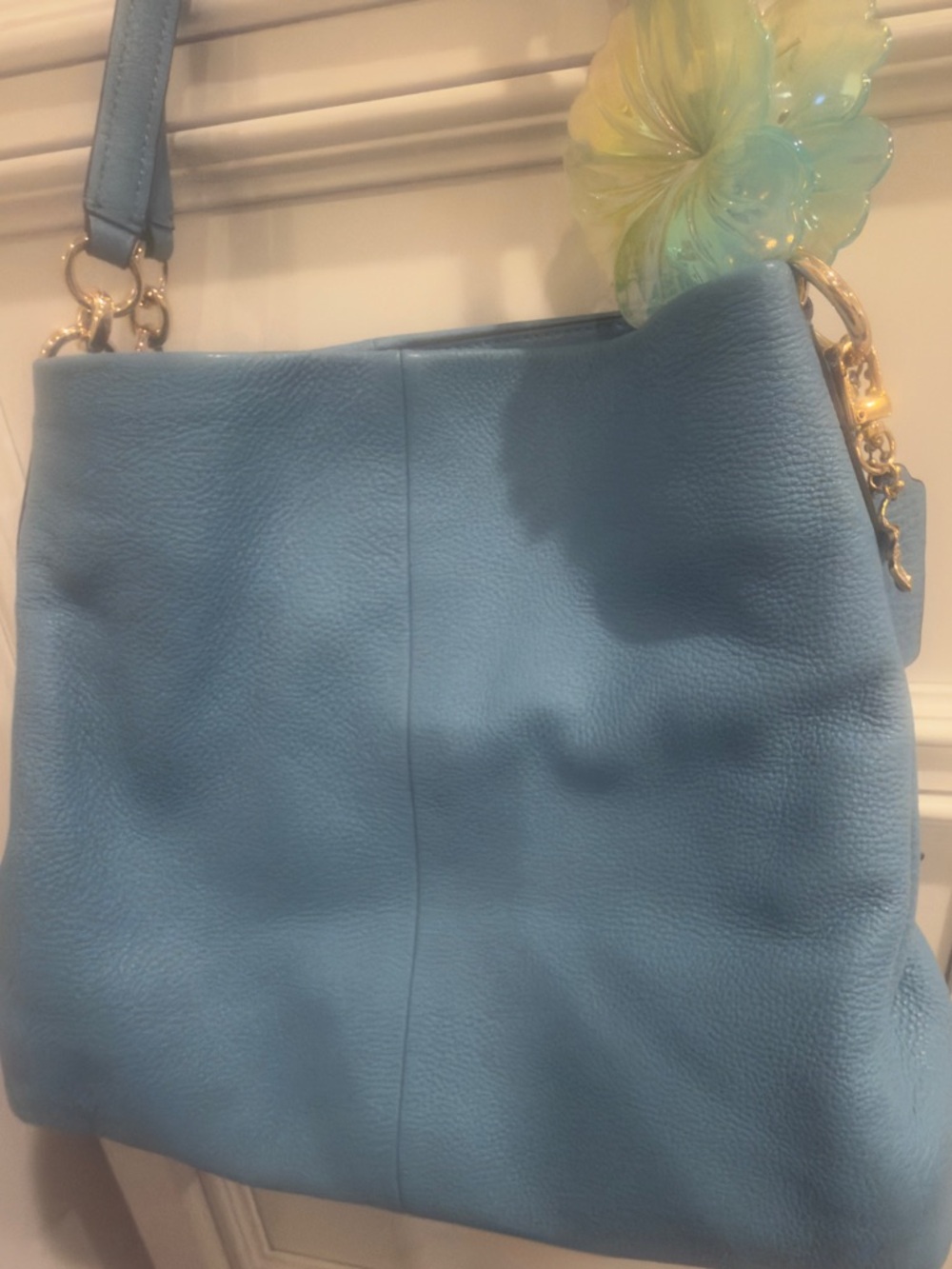 🩵🌼 Coach Madison Phoebe Cornflower Blue Pebbled Leather Shoulder Bag - EUC! - Picture 5 of 16